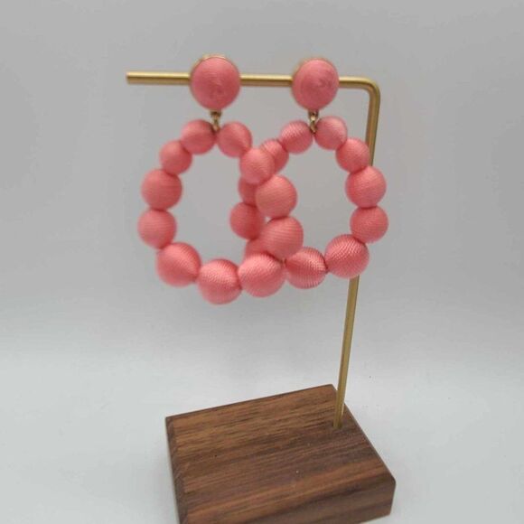 J Crew Factory Pink Thread Wrapped Statement Earrings NWOT! - Picture 10 of 10